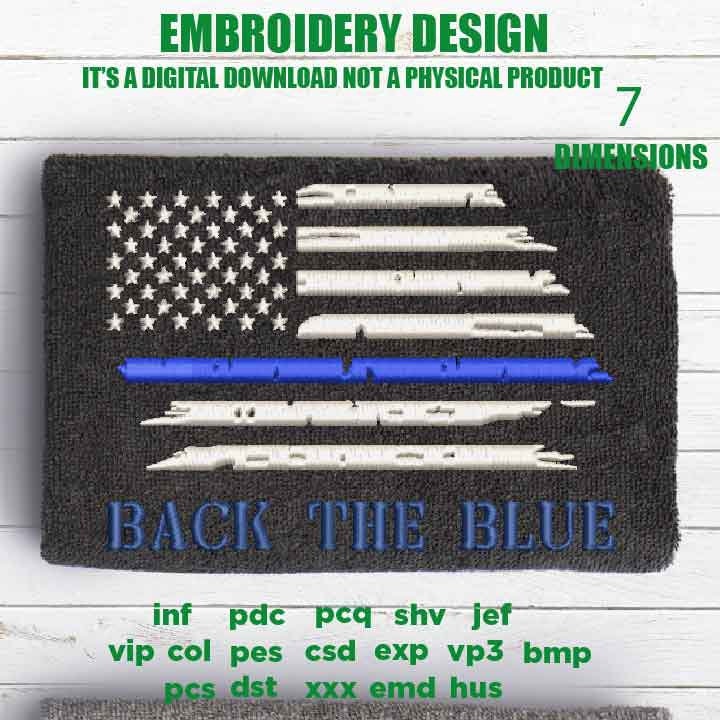 Machine Embroidery, USA map police Thin Blue Line gift idea PES, xxx, hus & more, embroidery files back the blue, husband cop pes