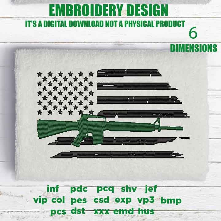 Machine Embroidery, USA flag army veteran, father's day flag Distressed gift idea PES, xxx, hus & more, embroidery files, patriotic