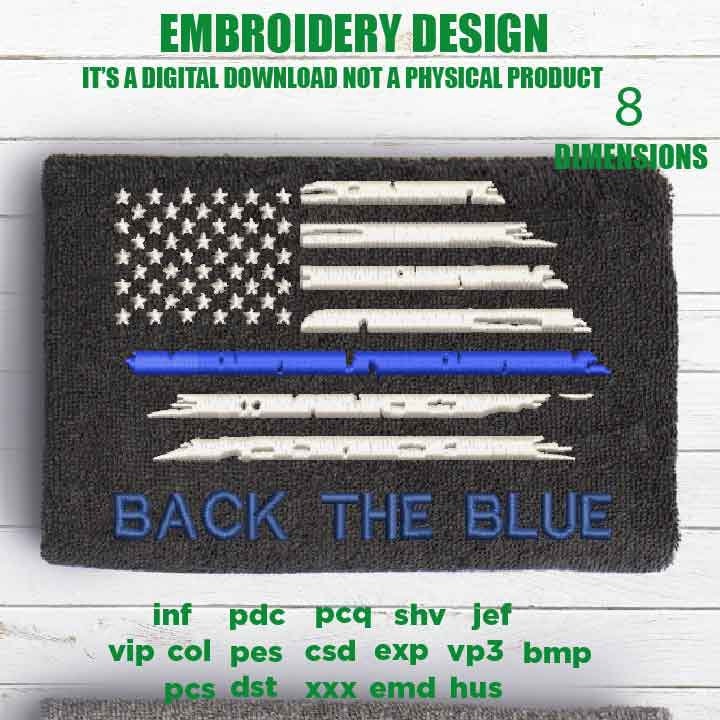 Machine Embroidery, USA map police Thin Blue Line gift idea PES, xxx, hus & more, embroidery files back the blue, husband cop pes