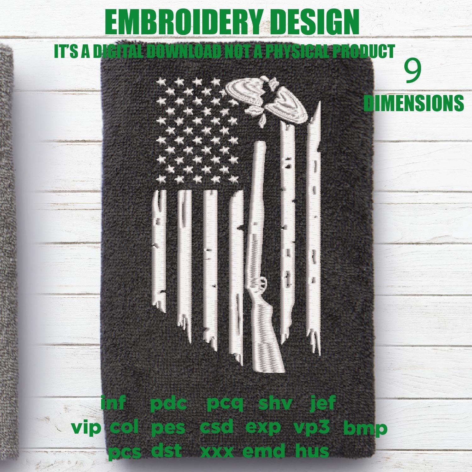 Machine Embroidery, USA flag, Trap Shooting , father's day flag Distressed gift idea PES, xxx, hus & more, embroidery files, patriotic