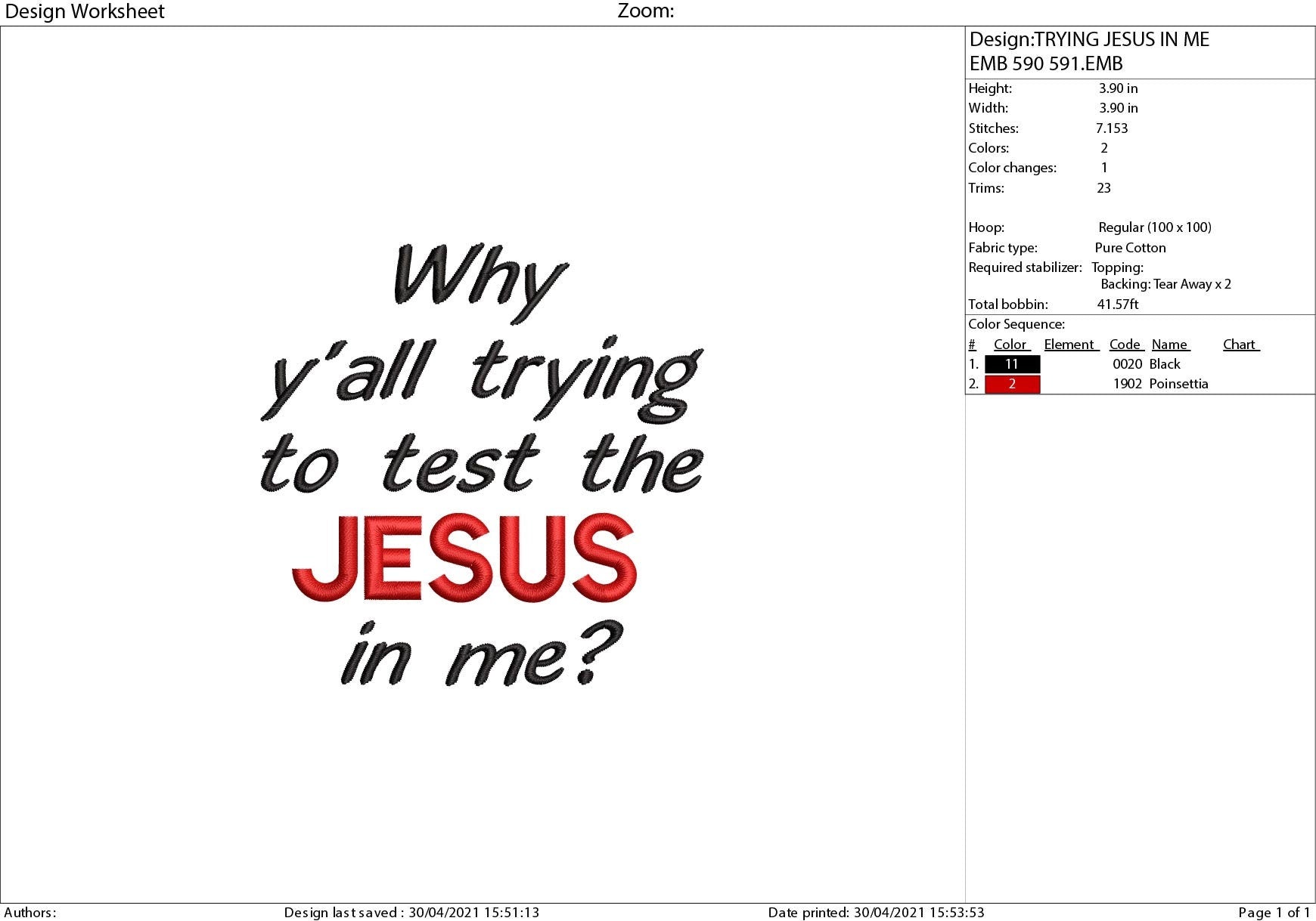 Machine Embroidery, Why Yall Tryin to Test the Jesus In Me, Christian embroidery files, gift idea PES, xxx, hus & more, embroidery files