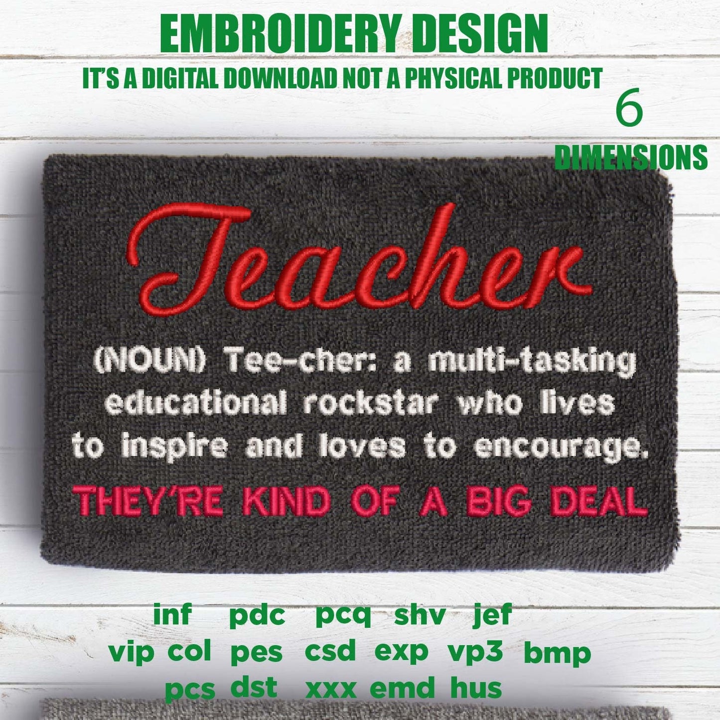 Machine Embroidery, teacher definition PES, appreciation gift idea PES, xxx, hus & more, embroidery files, reunion, adniversary love