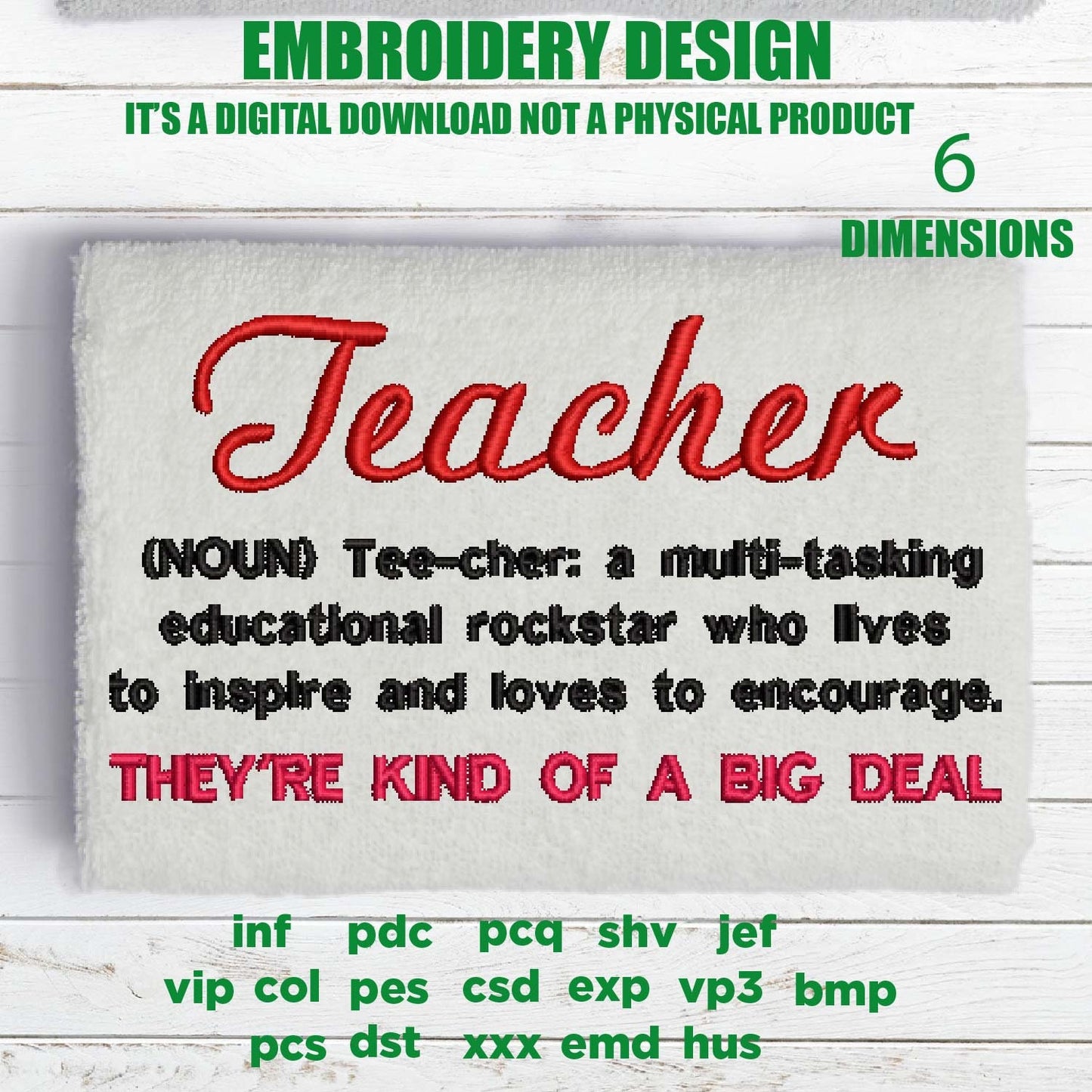 Machine Embroidery, teacher definition PES, appreciation gift idea PES, xxx, hus & more, embroidery files, reunion, adniversary love