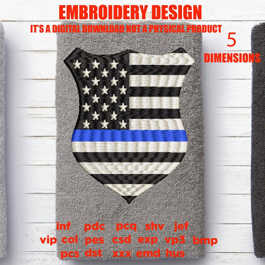 Machine Embroidery, police Badge Thin Blue Line USA flag gift idea PES, xxx, hus & more, embroidery files back the blue, husband cop pes