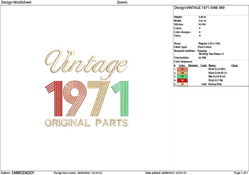 Machine Embroidery, Vintage 1971 Original parts pes, 50th Birthday, fifty birthday funny embroidery files, gift idea PES, xxx, hus & more