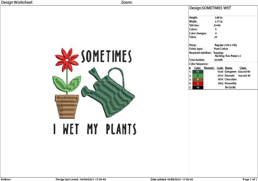 Machine Embroidery, sometimes I wet my plants Funny Gardening embroidery files, Gardener, Plant Lady, gift idea PES, xxx, hus & more,