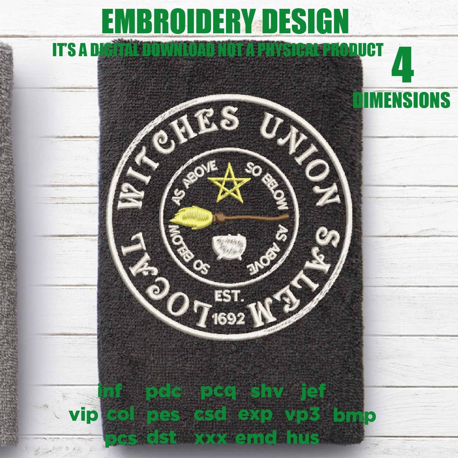 halloween Salem local witches union Machine Embroidery funny gift idea PES, xxx, hus & more, embroidery files digital download