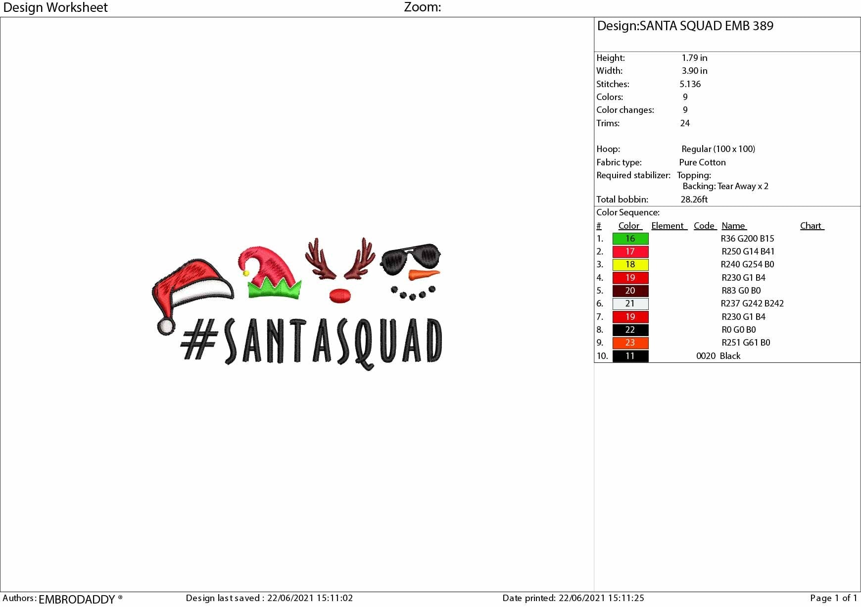 Machine Embroidery, Santa squad, Funny, Christmas gift idea xxx, hus & more, santa hat, embroidery files PES, xxx, hus and more, winter pes