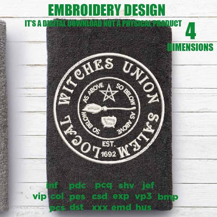 halloween Salem local witches union Machine Embroidery funny gift idea PES, xxx, hus & more, embroidery files digital download