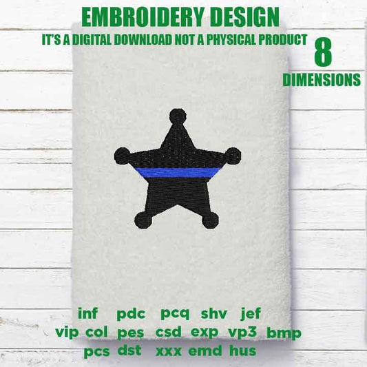 Machine Embroidery, sheriff Badge American Flag Thin Blue Line  gift idea PES, xxx, hus & more, embroidery files back the blue, police pes