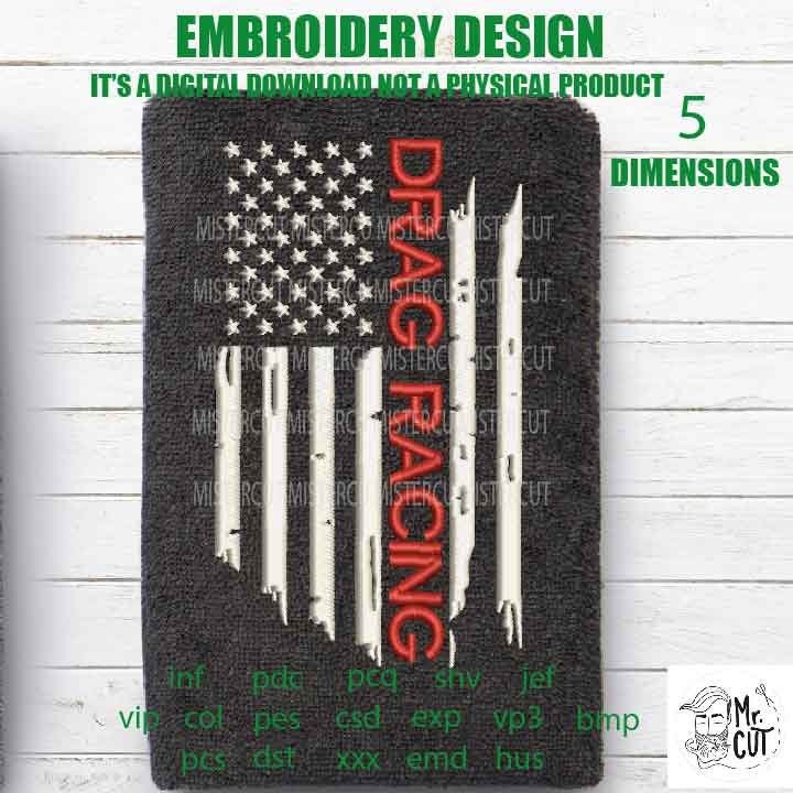 Machine Embroidery, USA drag racing gift idea PES, xxx, hus & more, embroidery files , husband pes