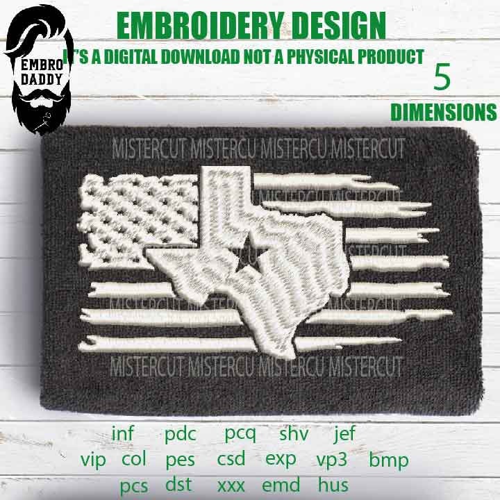 Machine Embroidery,TEXAS on USA flag, friendship flag, american  gift idea PES, xxx, hus & more, embroidery files, patriotic