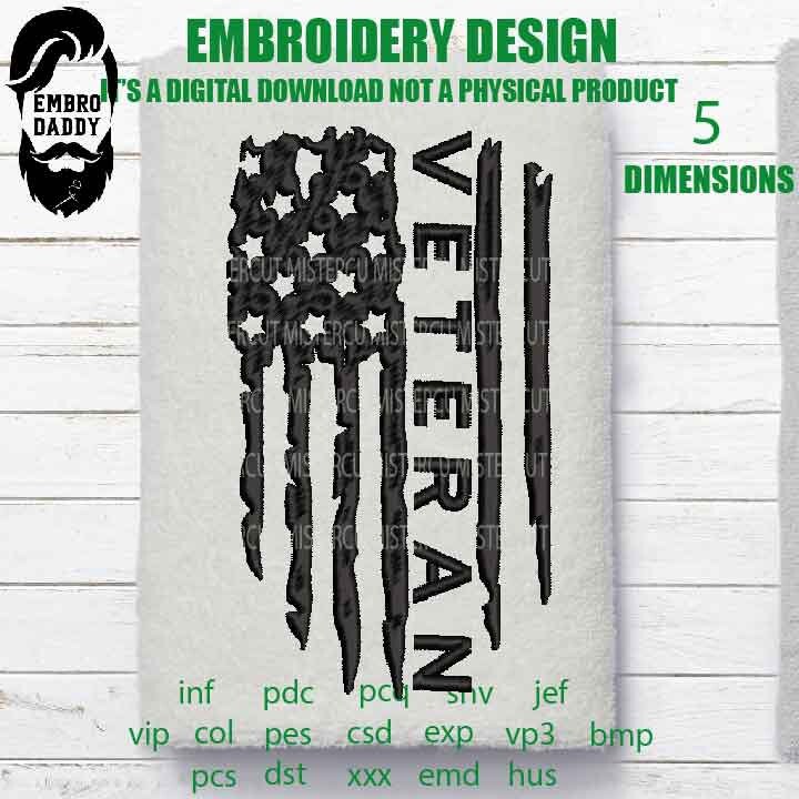 Machine Embroidery, USA flag veteran gift idea PES, xxx, hus & more, embroidery files , husband pes