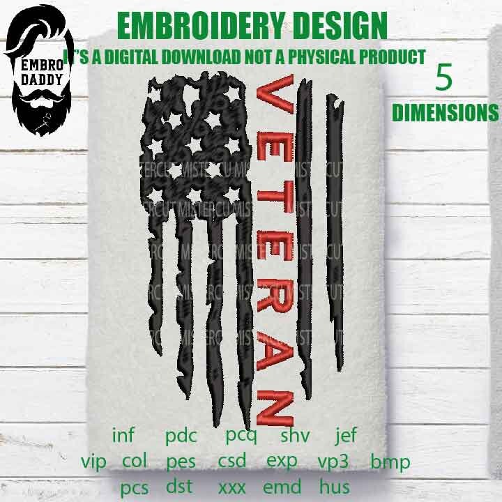 Machine Embroidery, USA flag veteran gift idea PES, xxx, hus & more, embroidery files , husband pes