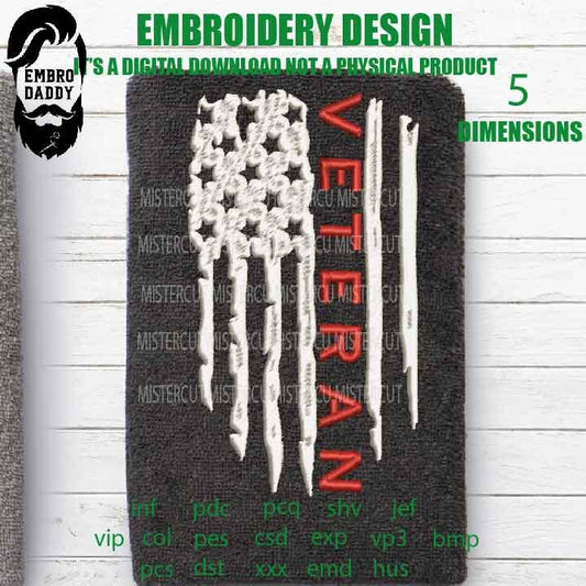 Machine Embroidery, USA flag veteran gift idea PES, xxx, hus & more, embroidery files , husband pes