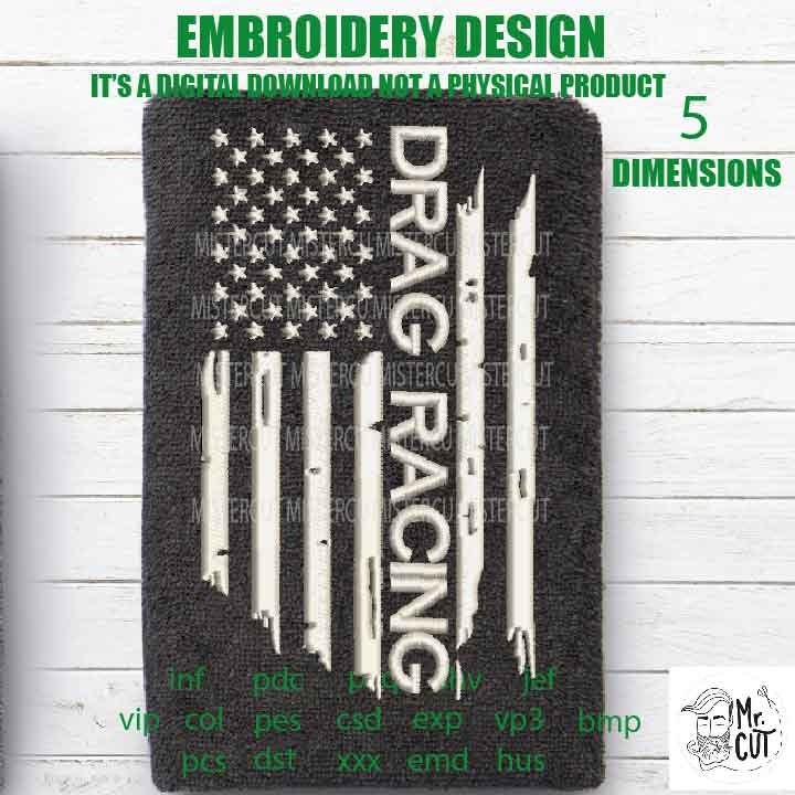 Machine Embroidery, USA drag racing gift idea PES, xxx, hus & more, embroidery files , husband pes