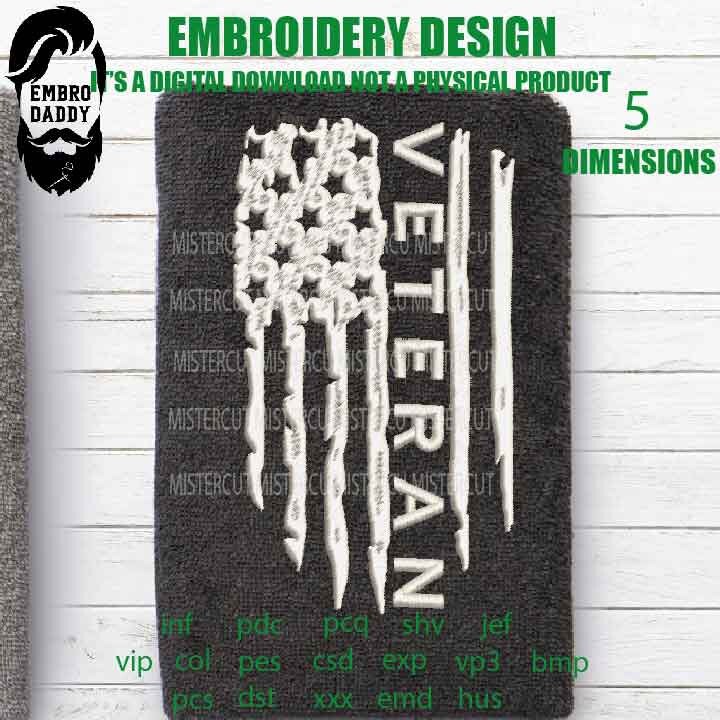 Machine Embroidery, USA flag veteran gift idea PES, xxx, hus & more, embroidery files , husband pes