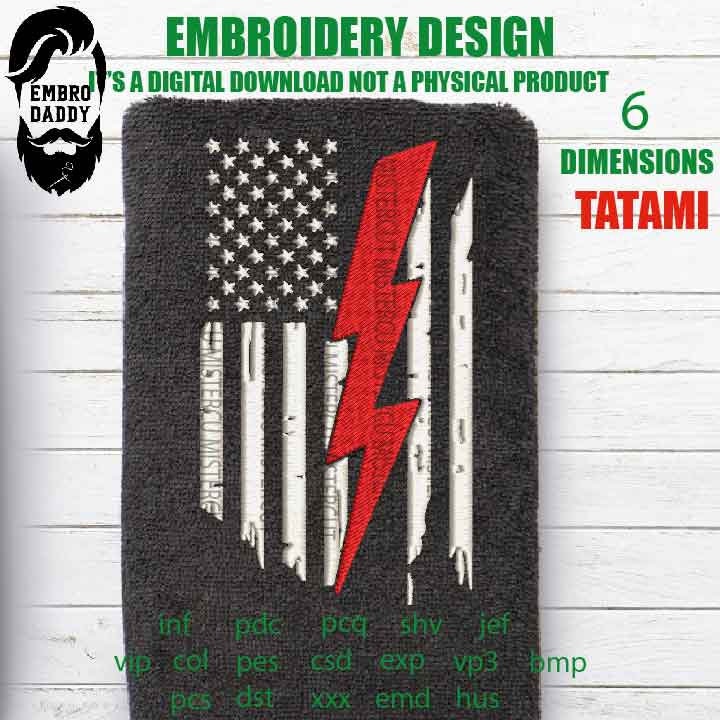 Machine Embroidery, USA flag ELECTRICIAN  thunder, gift idea PES, xxx, hus & more, embroidery file