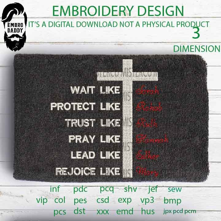 Machine Embroidery, wait like sarah embroidery files, christian faith gift idea PES, xxx, hus & more, embroidery files, easter