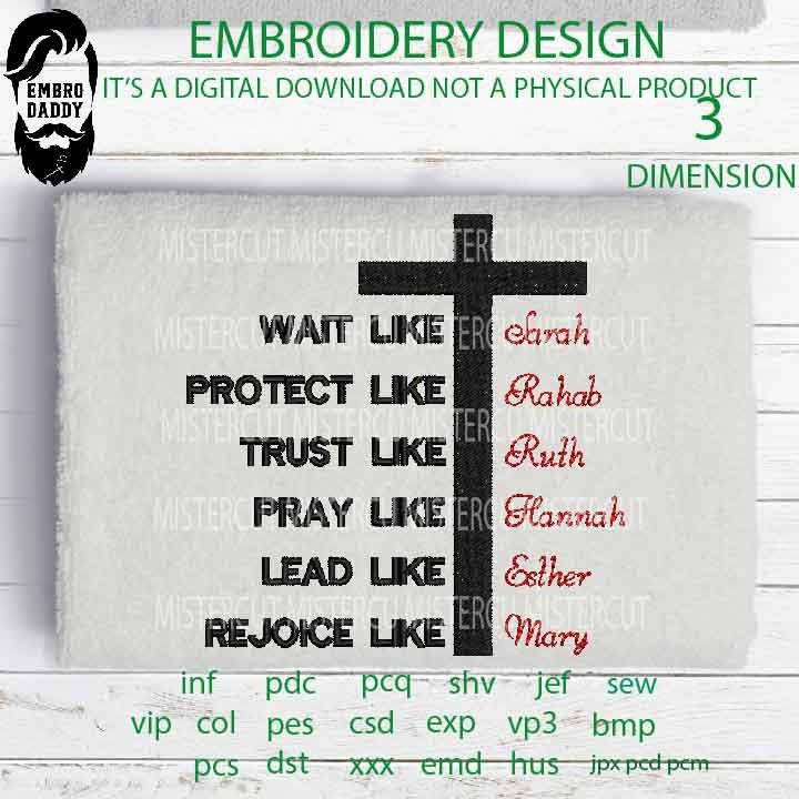 Machine Embroidery, wait like sarah embroidery files, christian faith gift idea PES, xxx, hus & more, embroidery files, easter