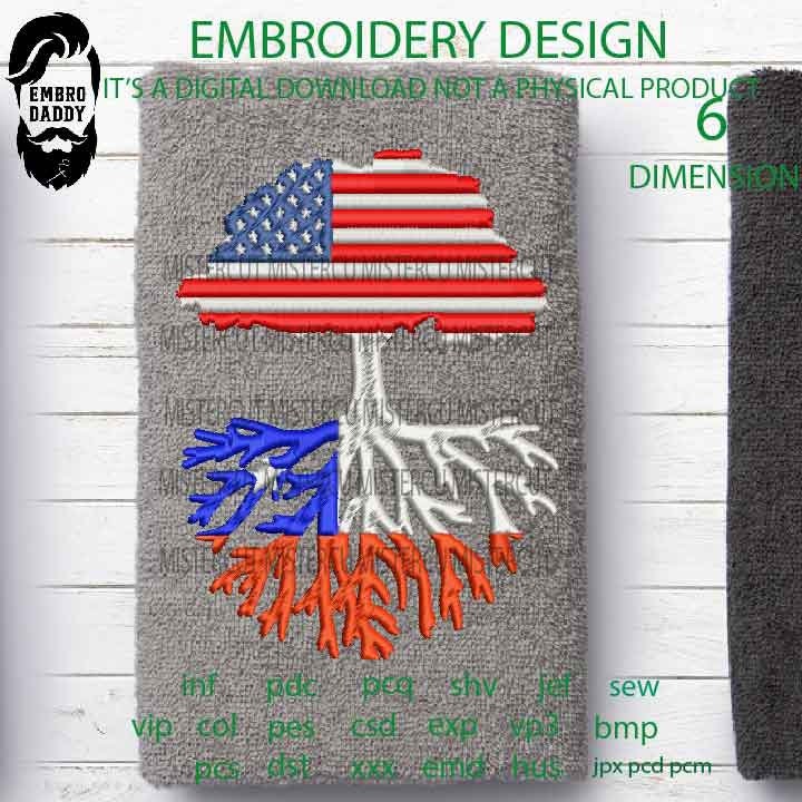 Machine Embroidery, usa flag chile Roots Family, gift idea PES, xxx, hus & more, Family reunion American Flag chilean Flag