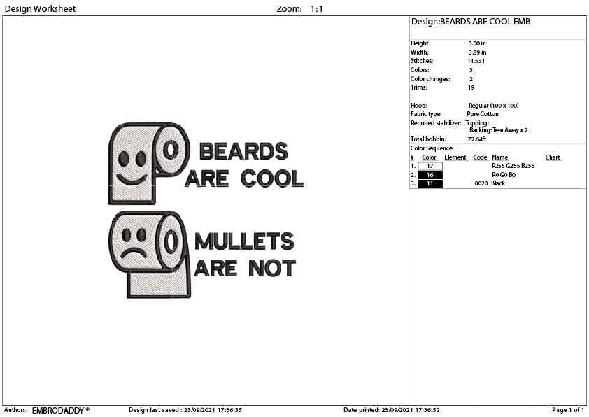 Beards are cool Machine Embroidery files,  funny gift idea PES, xxx, hus & more, embroidery files digital download