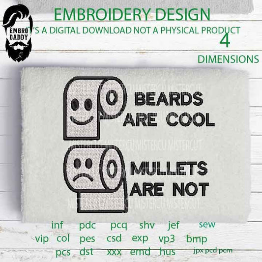 Beards are cool Machine Embroidery files,  funny gift idea PES, xxx, hus & more, embroidery files digital download