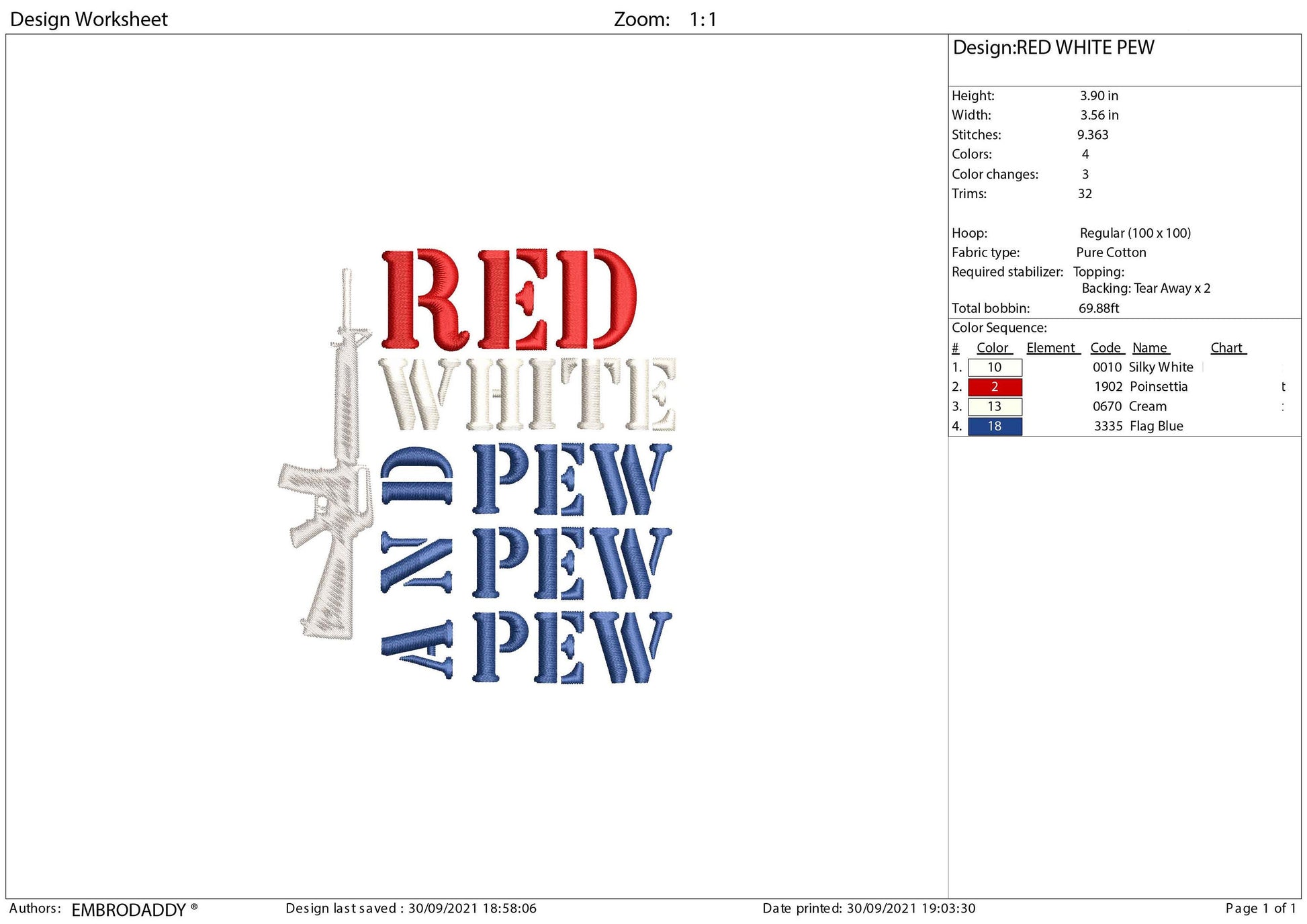 Machine Embroidery, red white pew gift idea PES, xxx, hus & more, embroidery files, patriotic