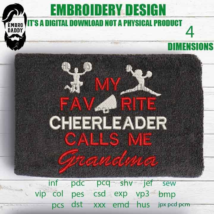 Machine Embroidery,favorite cheerleader grandma gift idea PES, xxx, hus & more, embroidery files , cheers pes