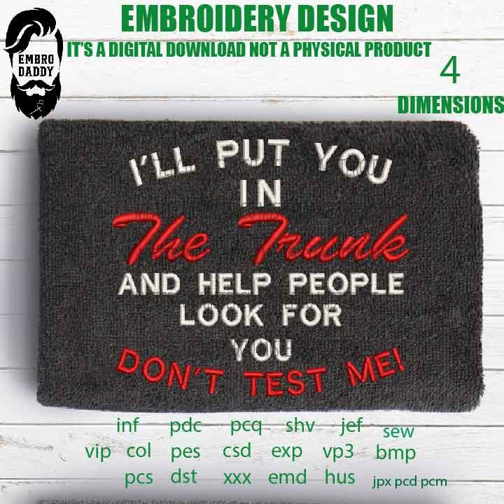 Machine Embroidery, put you trunk embroidery files,  gift idea PES, xxx, hus & more,  embroidery files