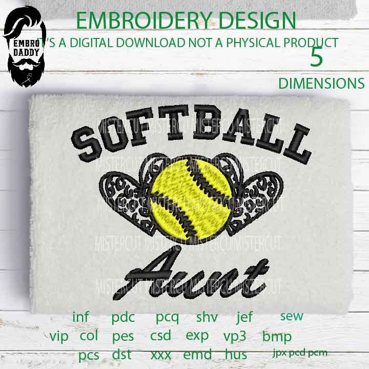 Machine Embroidery, softball aunt leopard  gift idea PES, xxx, hus & more, embroidery files , husband pes