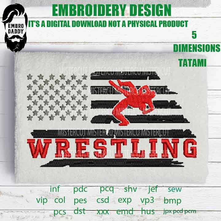 Machine Embroidery, USA flag, wrestling gift idea PES, xxx, hus & more, embroidery files, patriotic