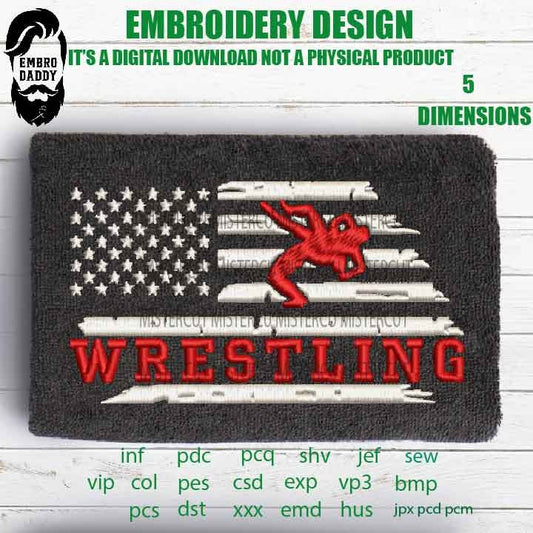 Machine Embroidery, USA flag, wrestling gift idea PES, xxx, hus & more, embroidery files, patriotic