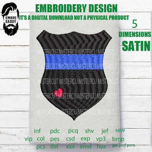 Machine Embroidery, police Badge Thin Blue Line heart gift idea PES, xxx, hus & more, embroidery files back the blue, husband cop pes