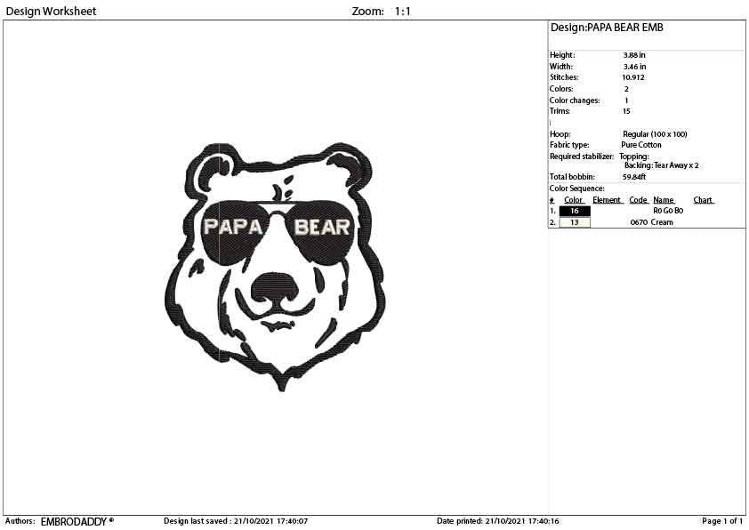 Papa bear Machine Embroidery files,  funny gift idea PES, xxx, hus & more, embroidery files digital download