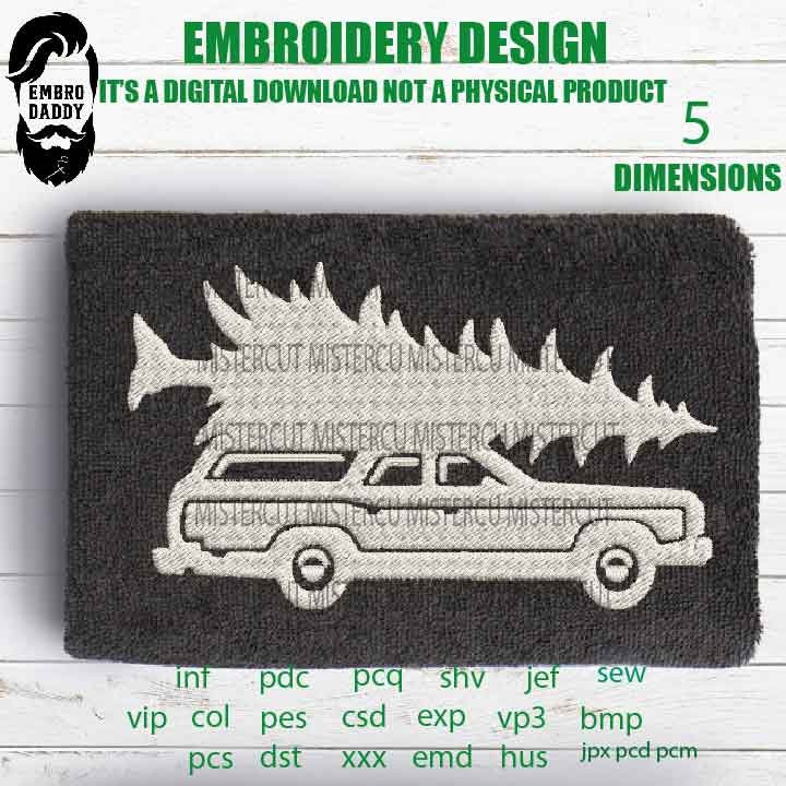 Machine Embroidery, wagon with pine embroidery files, Christmas gift idea PES, xxx, hus & more, embroidery files fall pes, winter