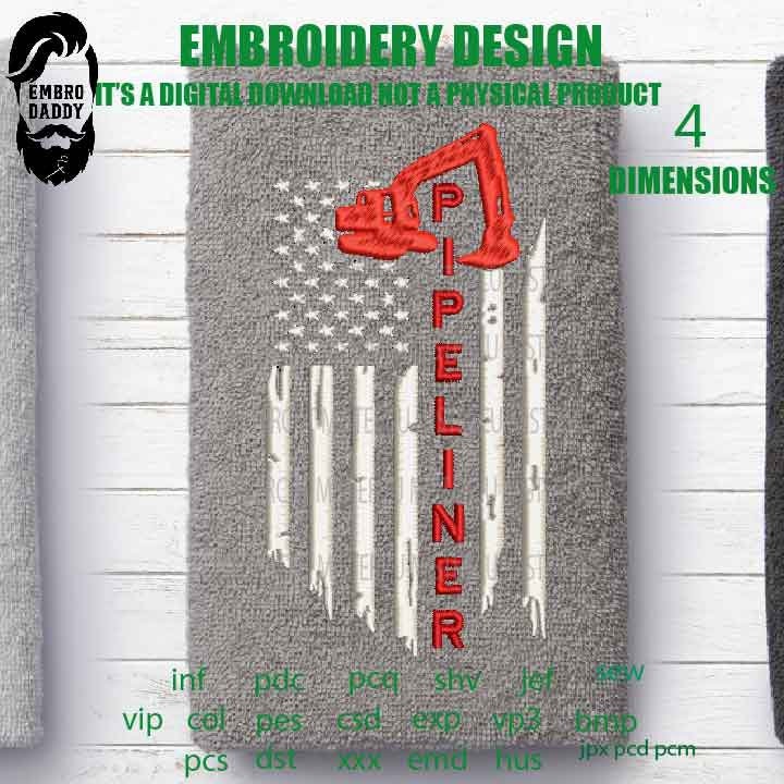 Machine Embroidery, usa flag pipeliner, distressed flag, gift for dad, gift idea PES, xxx, hus & more, patriotic 4th july embroidery file