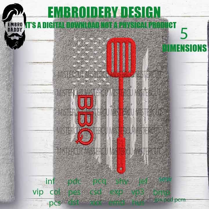 Machine Embroidery, USA flag BBQ gift idea PES, xxx, hus & more, embroidery files , husband pes