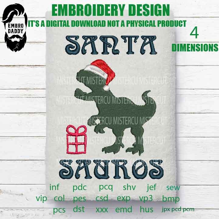 Machine Embroidery, Santa sauros Funny, Christmas gift idea xxx, hus & more, embroidery files PES, xxx, hus and more, winter pes