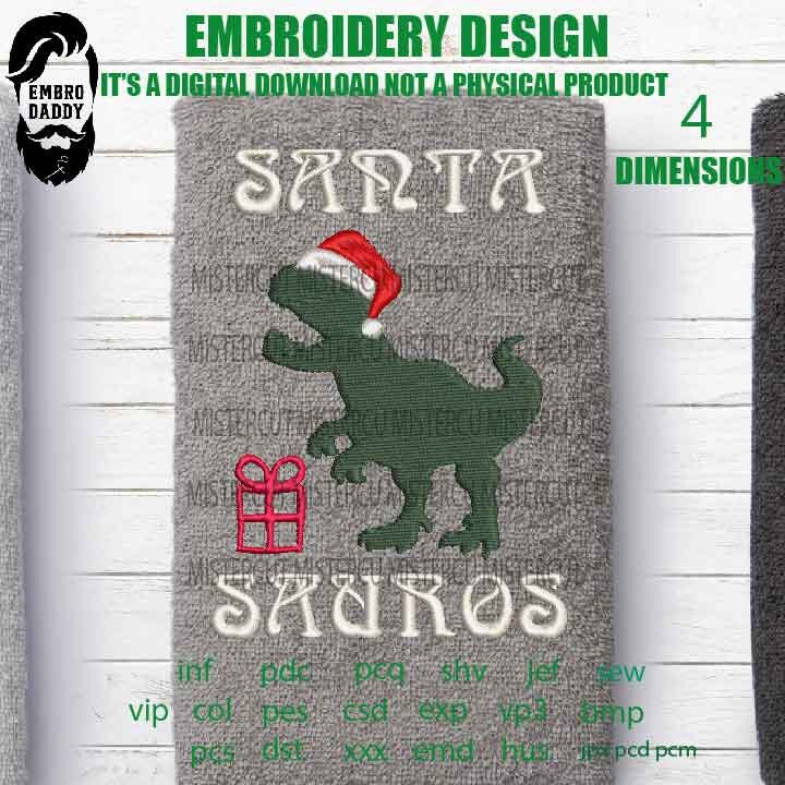 Machine Embroidery, Santa sauros Funny, Christmas gift idea xxx, hus & more, embroidery files PES, xxx, hus and more, winter pes