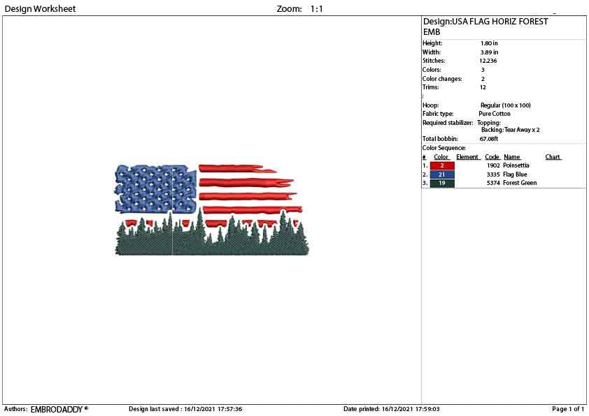 Machine Embroidery, usa flag forest embroidery files, hiker Gift Idea, nature Design landscape, PES, xxx, hus & more, outdoor pes