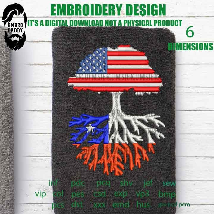 Machine Embroidery, usa flag chile Roots Family, gift idea PES, xxx, hus & more, Family reunion American Flag chilean Flag