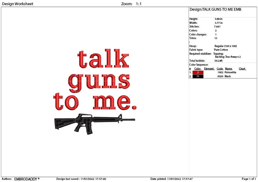 Machine Embroidery, talk guns to me , veteran lover gift idea PES, xxx, hus & more, embroidery files, patriotic