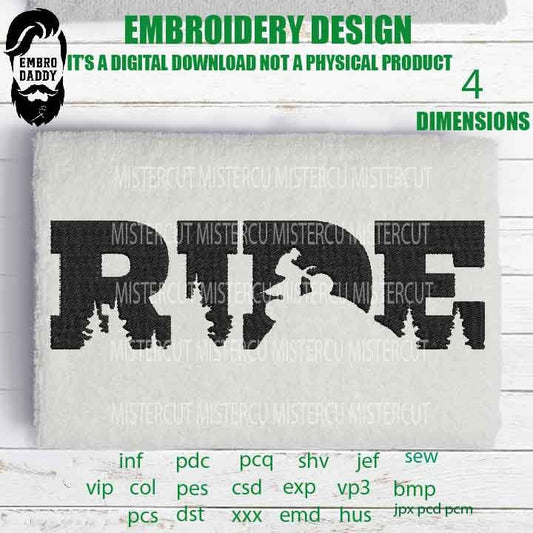 Machine Embroidery, ride motocross landscape embroidery files, bike Gift Idea, compound bow Design, PES, xxx, hus, vip & more, skate pes