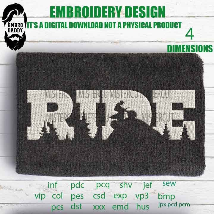 Machine Embroidery, ride motocross landscape embroidery files, bike Gift Idea, compound bow Design, PES, xxx, hus, vip & more, skate pes