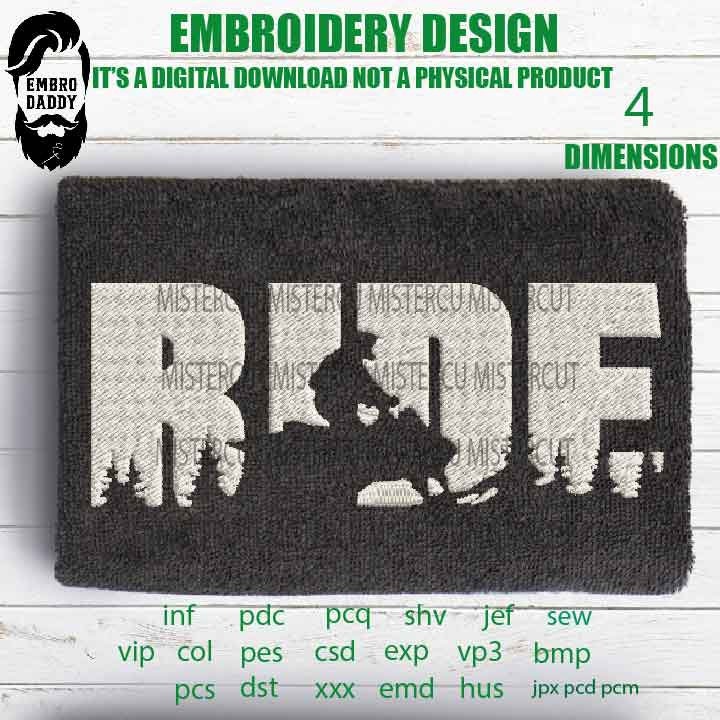 Machine Embroidery, ride snowmobile landscape embroidery files, bike Gift Idea, compound bow Design, PES, xxx, hus, vip & more, skate pes