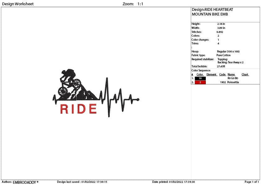 Machine Embroidery, ride heartbeat mountain bike embroidery files, bike Gift Idea, bike rider Design, PES, xxx, hus, vip & more, skate pes