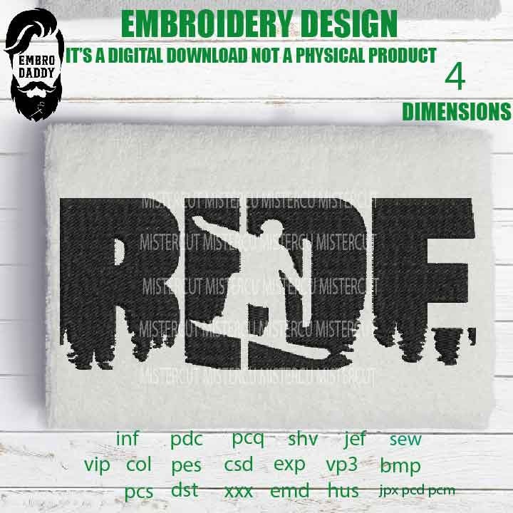 Machine Embroidery, ride snowboard landscape embroidery files, bike Gift Idea, compound bow Design, PES, xxx, hus, vip & more, skate pes