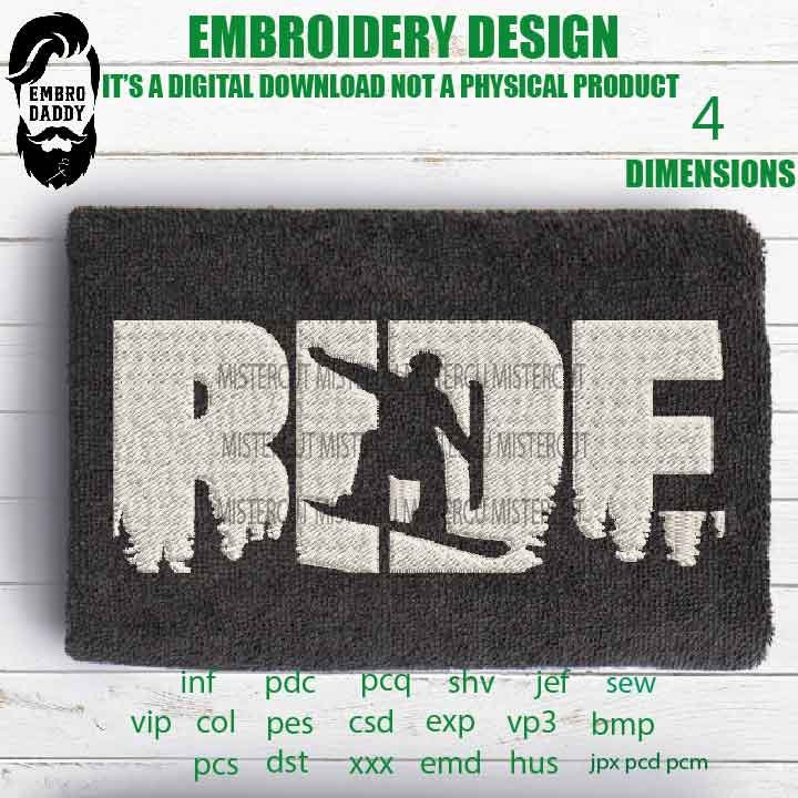 Machine Embroidery, ride snowboard landscape embroidery files, bike Gift Idea, compound bow Design, PES, xxx, hus, vip & more, skate pes