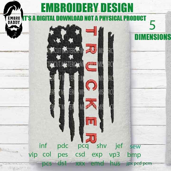 Machine Embroidery, USA flag trucker gift idea PES, xxx, father day flag gift idea, hus & more, embroidery files , husband pes